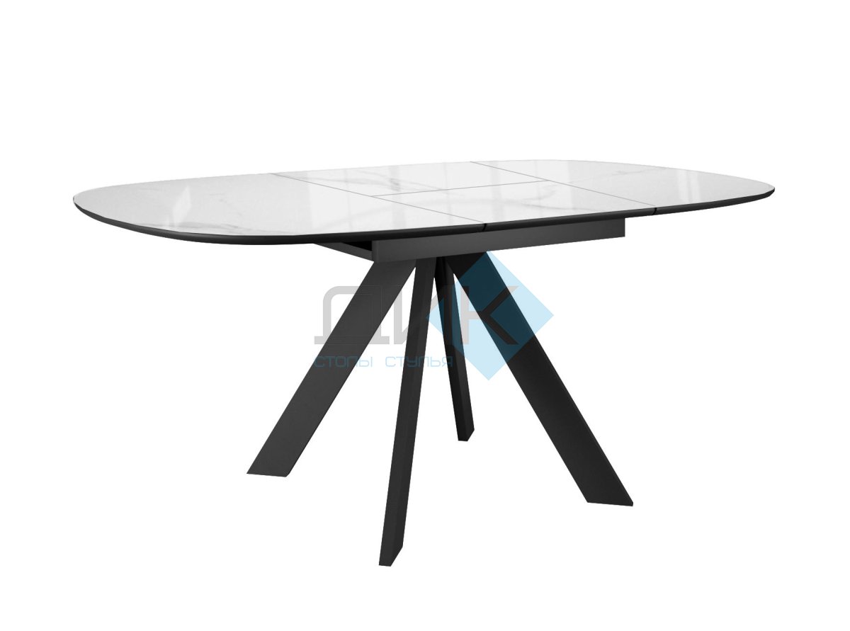 Стол DikLine BK100 Керамика Carrara Gloss (мрамор глянец белый)/подстолье черное/опоры черные