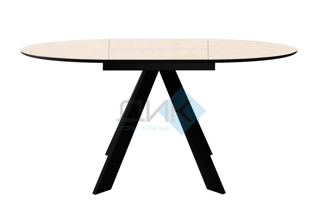 Стол DikLine SKC90 d900 Керамика Krater Perla (бежевый матовый)/подстолье черное/опоры черные