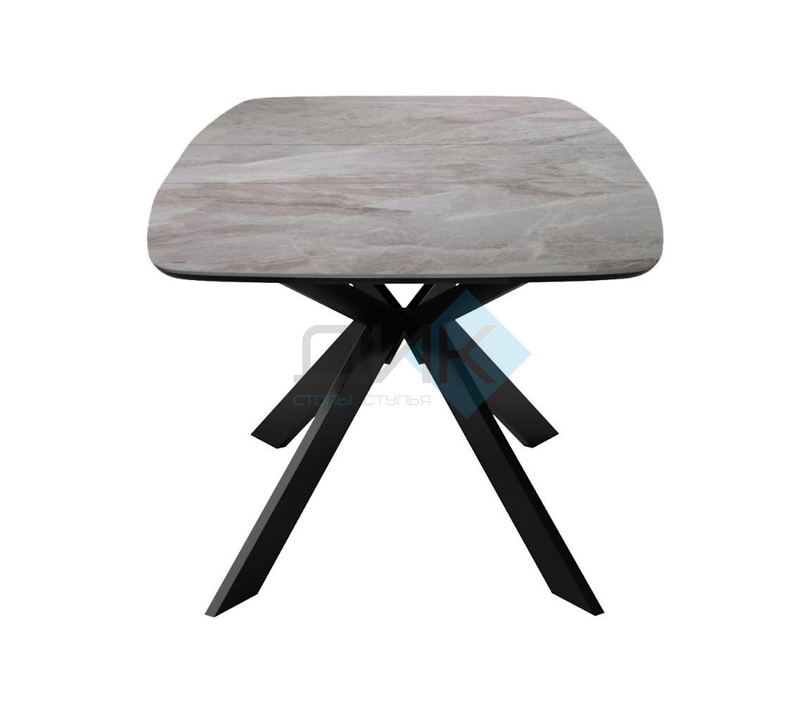 Стол DikLine BK140 Керамика Italian Grey (глянец серый)/подстолье черное/опоры черные