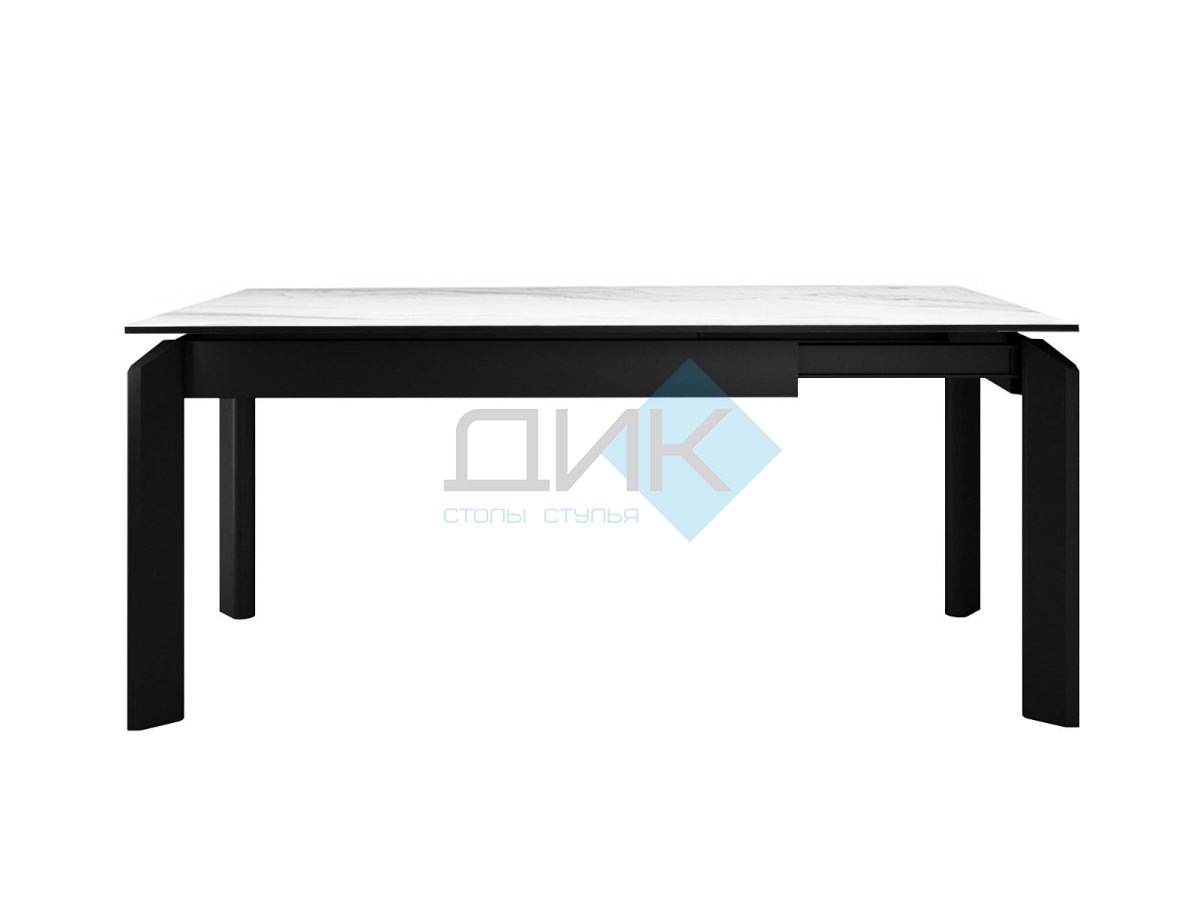 Стол DikLine KT140 керамика белый мрамор С39 глянец/опоры черные (2 уп)
