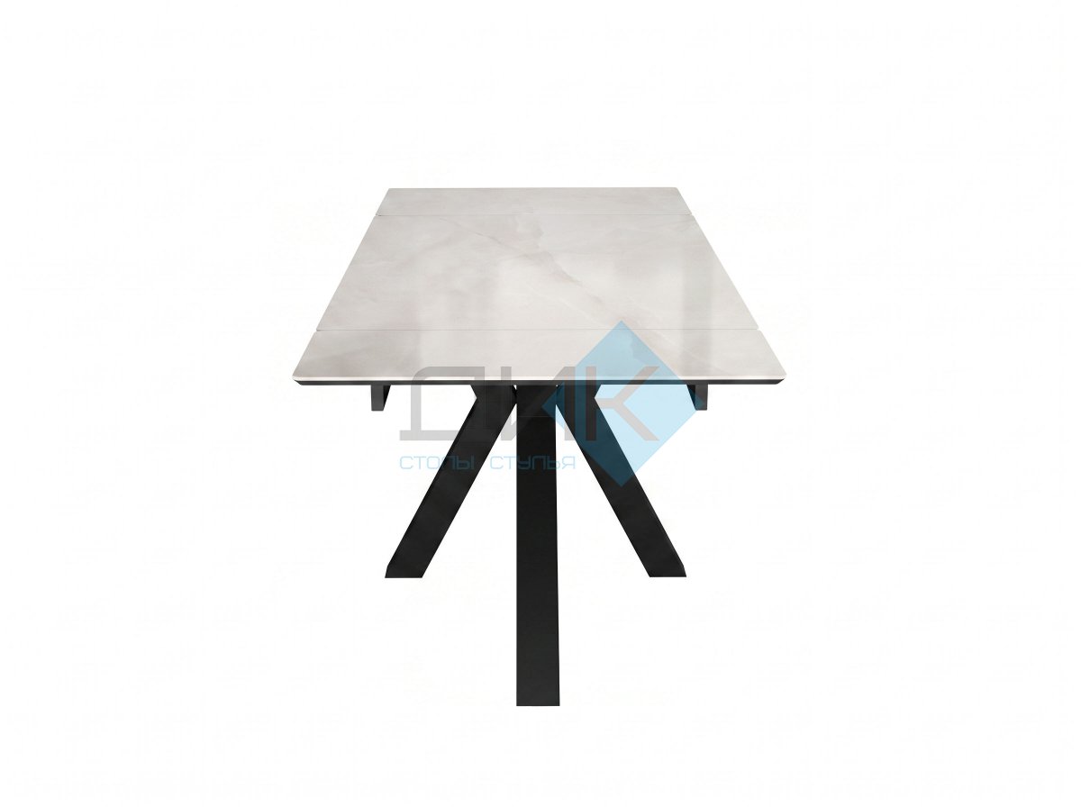 Стол DikLine SFE160 Керамика глянец белый Icelandic white jade (Ostra bianco light)/подстолье черное/опоры черные (2 уп.)