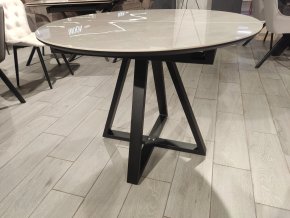 Стол DikLine SKZ100 d1000 Керамика Belgium Grey Polished/опоры черные  Образец в салоне Галеря Ремонта
