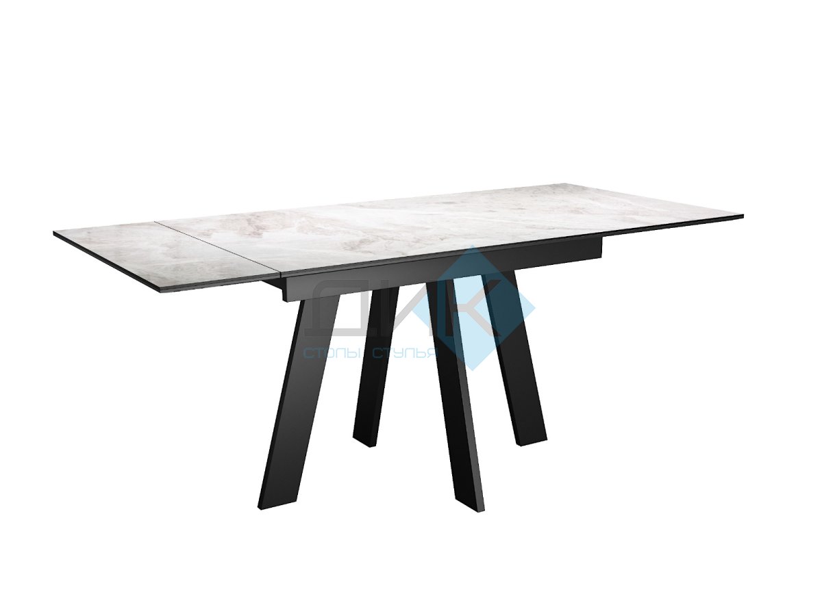 Стол DikLine SKM140 Керамика Italian Grey (глянец серый)/опоры черные Образец в салоне ТЦ Европолис