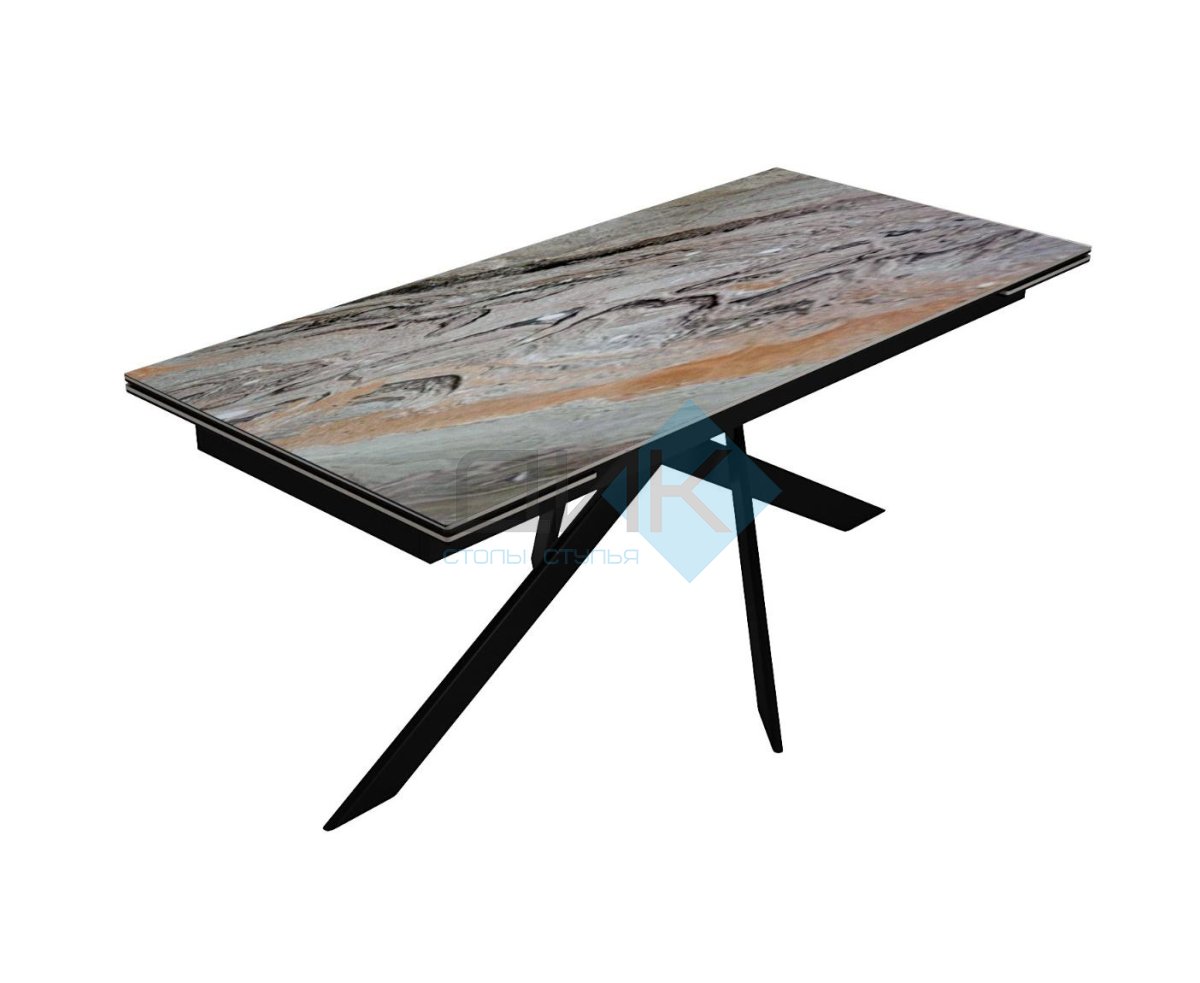 Стол DikLine EKX180, Керамика Venetian Brown Light глянец (К4), опоры черные (2 уп.)