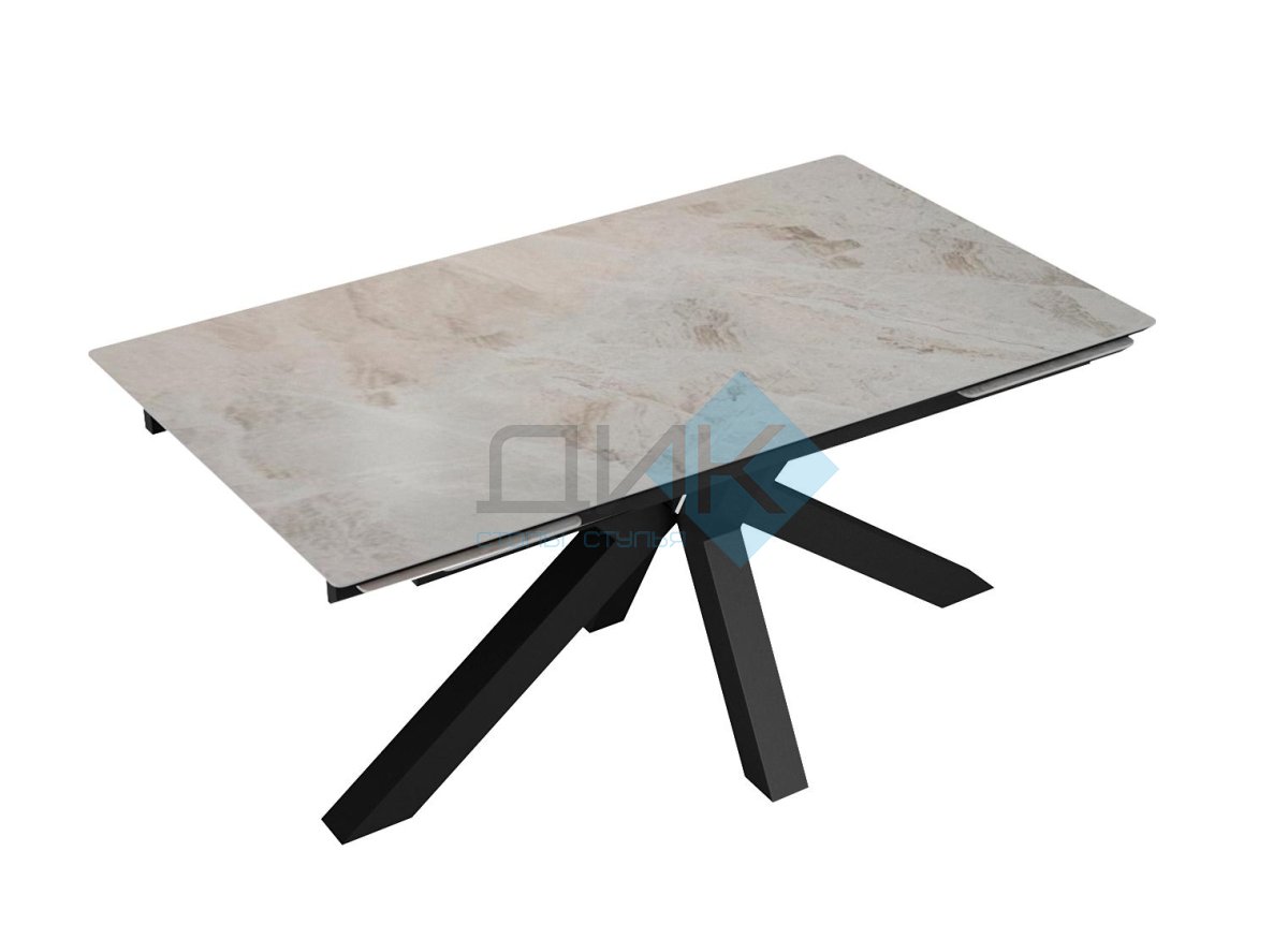 Стол DikLine SFE160 Керамика Italian Grey (глянец серый)/подстолье черное/опоры черные (2 уп.)