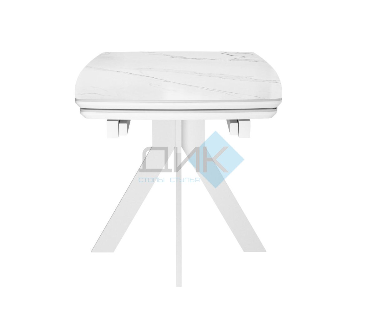 Стол DikLine DKU120 Керамика Белый мрамор/подстолье белое/опоры белые (2 уп.)