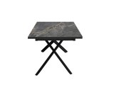 Стол DikLine DKX140 керамика Nebula Gold (мрамор глянец серый), подстолье черное, опоры черные (2уп.)