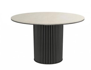 Стол DikLine AKR120 Керамика Krater Perla (бежевый матовый)/подстолье черное/опоры черные (2 уп.),