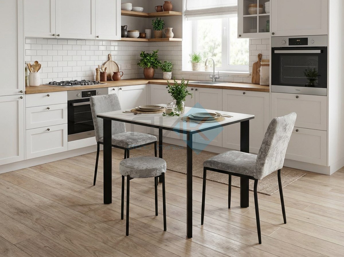 Стол DikLine SKT90 Керамика YB8020125BG ONYX/подстолье черное/опоры черные