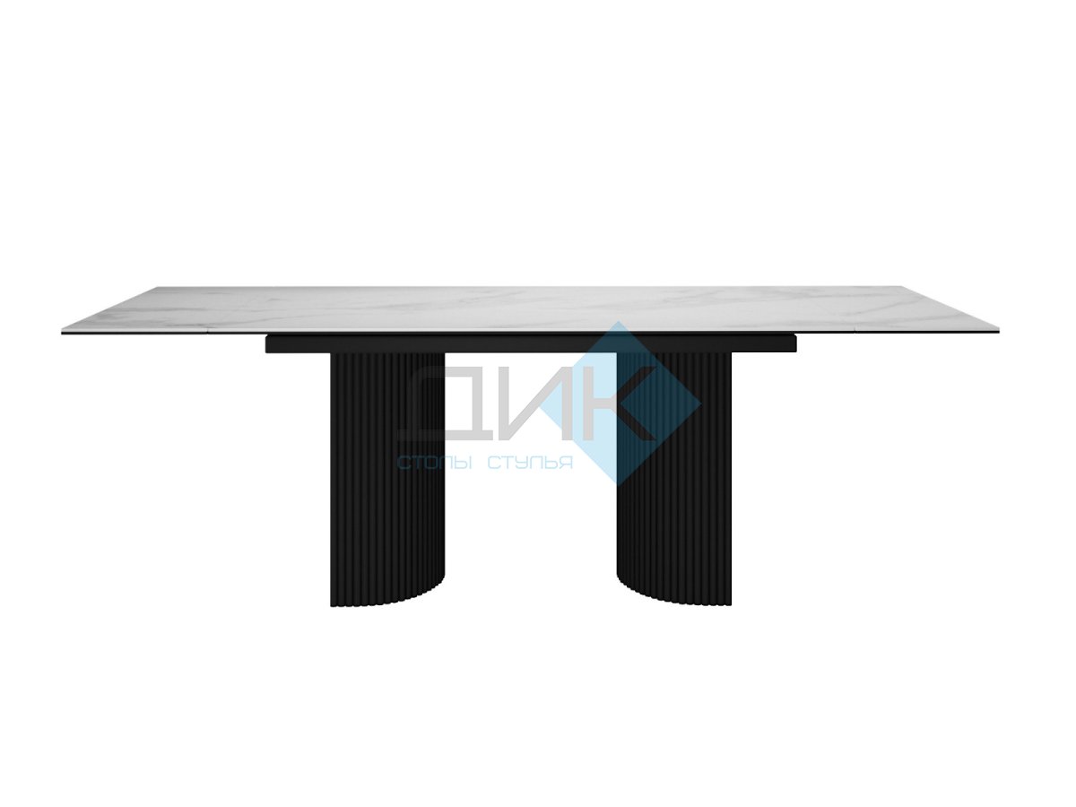 Стол DikLine EKD160, Керамика Белый глянец (К8/2), опоры черные (2 уп.)