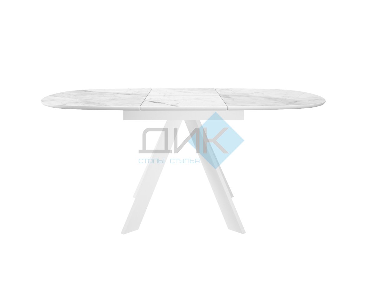 Стол DikLine BK100 Керамика Белый мрамор/подстолье белое/опоры белые