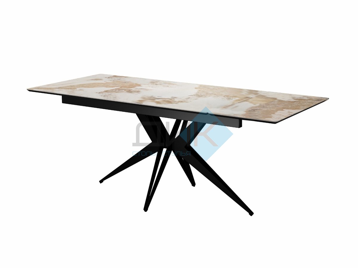 Стол DikLine DKS140 керамика PANDORA глянец, подстолье черное, опоры черные (2уп.)