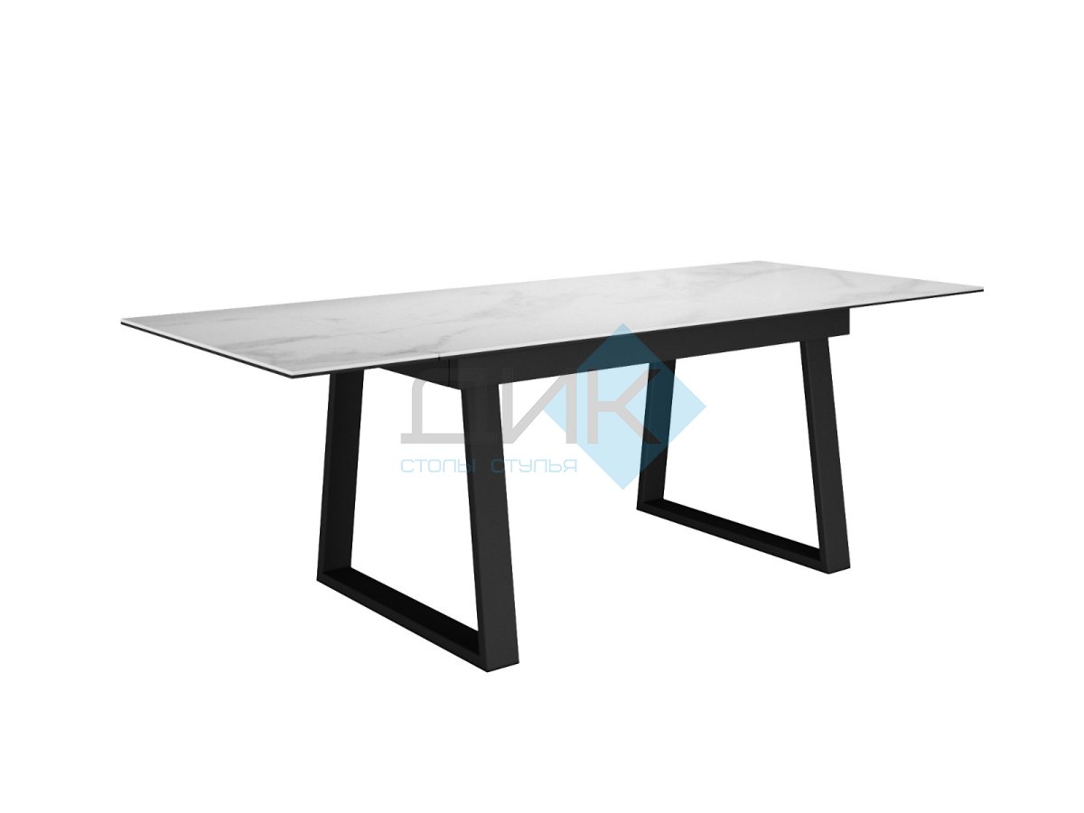 Стол DikLine DKZ160 Керамика Tianshan White (белый полуглянец)/подстолье черное/опоры черные (2 уп.)