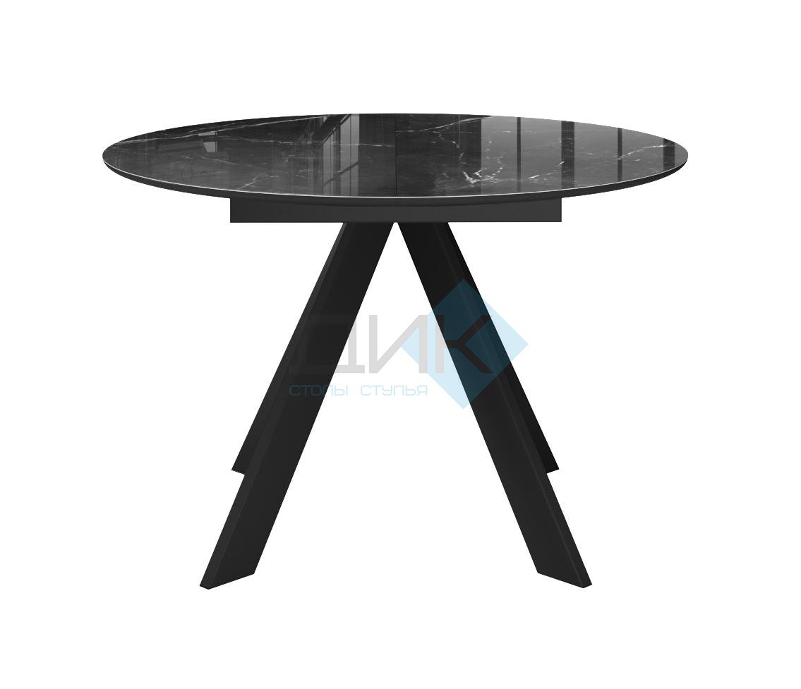 Стол DikLine SFC100 d1000 стекло Оптивайт Черный мрамор/подстолье черное