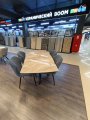 Комплект: Стол DikLine DKU120 Керамика Italian Grey+4 стула DikLine 239М В08 синий Образец в салоне ТЦ Галерея ремонта