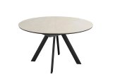 Стол DikLine SKC120 d1200 Керамика Krater Perla (бежевый матовый)/подстолье черное/опоры черные