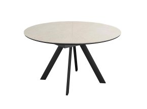 Стол DikLine SKC120 d1200 Керамика Krater Perla (бежевый матовый)/подстолье черное/опоры черные