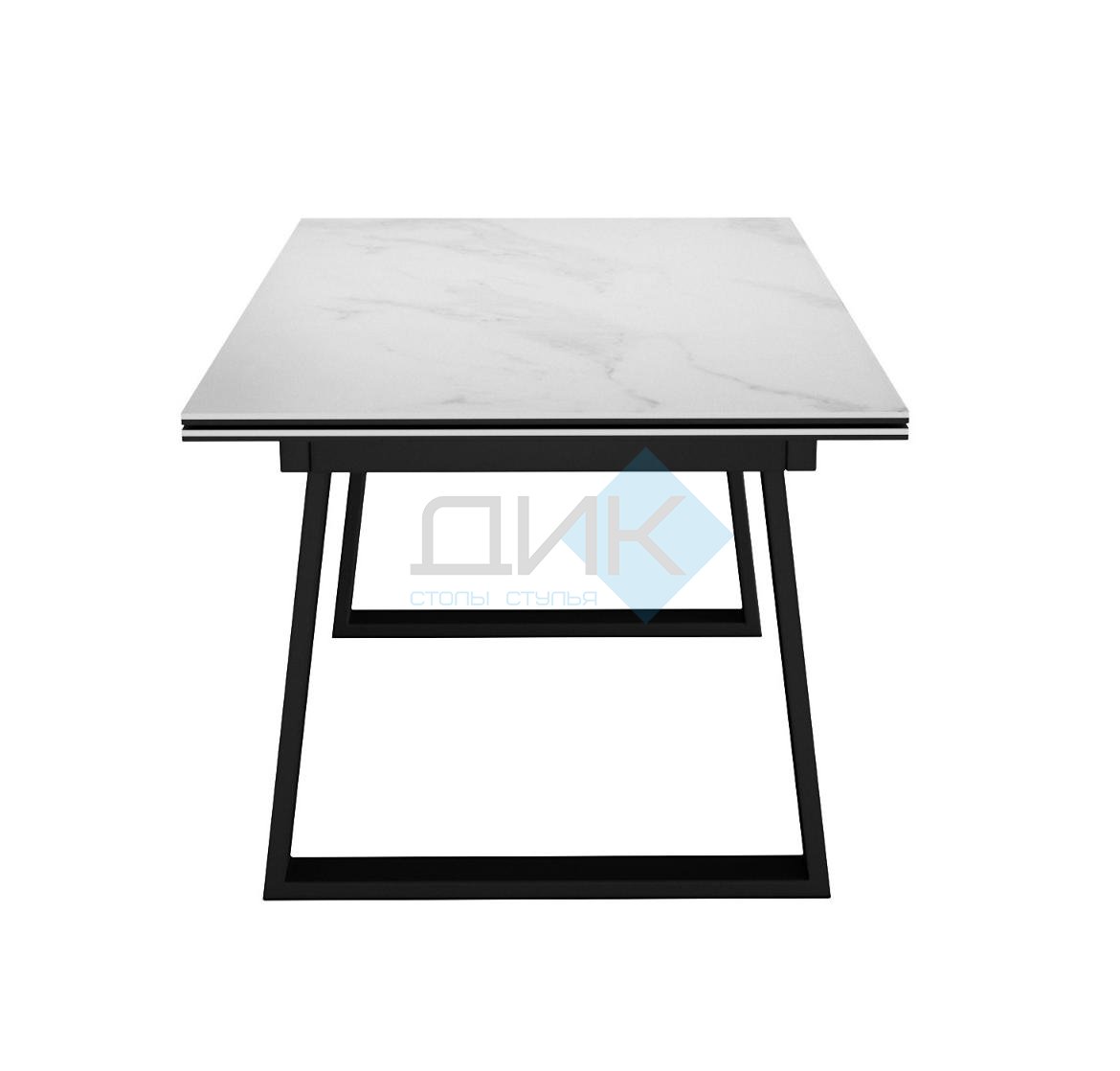 Стол DikLine DZ200 Мрамор Кристал белый/черные (2 уп.)