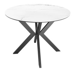 Стол DikLine RN90 d900 Керамика Белый мрамор/подстолье черное/опоры черные
