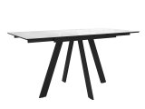 Стол DikLine DKD140 керамика 140(180)х80, Carrara Gloss (мрамор глянец белый), опоры черные (2уп.)