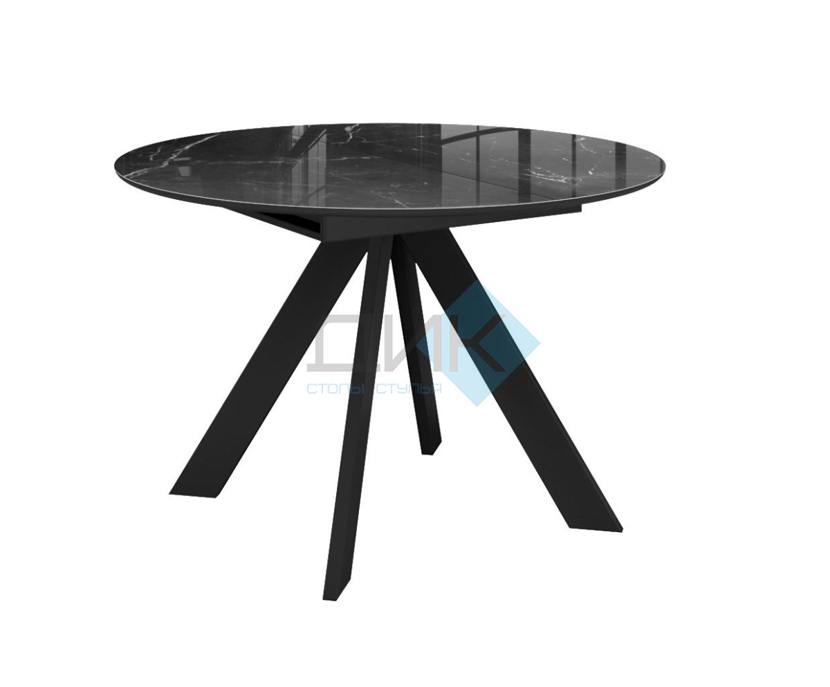 Стол DikLine SFC110 d1100 стекло Оптивайт Черный мрамор/подстолье черное/опоры черные