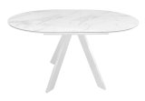 Стол DikLine SFC110 d1100 стекло Оптивайт Белый мрамор/подстолье белое/опоры белые