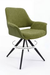 Стул DikLine 506 поворотный, BL09/кожзам BUFF13 светло-зеленый, ножки черные