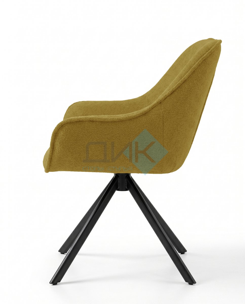 Стул DikLine 254 поворотный, BL08 горчица, ножки черные