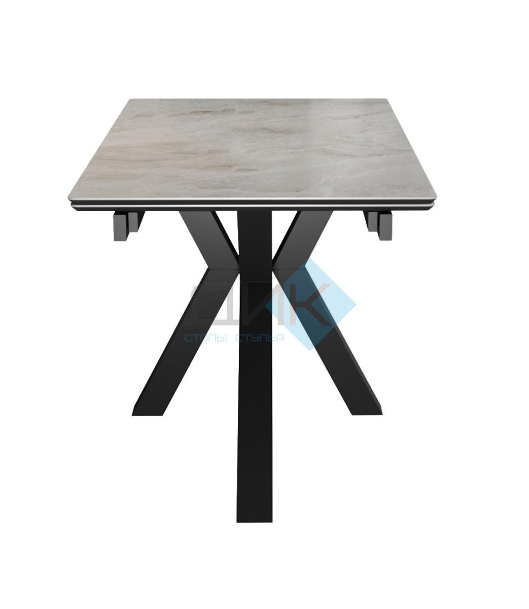 Стол DikLine SFE160 Керамика Italian Grey (глянец серый)/подстолье черное/опоры черные (2 уп.)