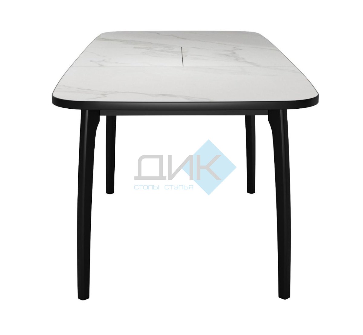 Стол DikLine MK15 Керамика Белый мрамор/подстолье черное/опоры черные