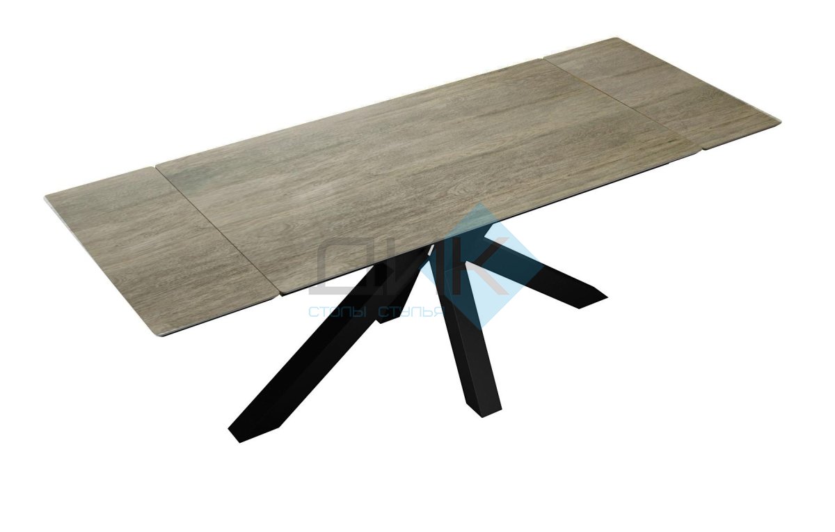 Стол DikLine SFE140 Керамика мрамор под дерево BG 110/подстолье черное/опоры черные (2 уп.)