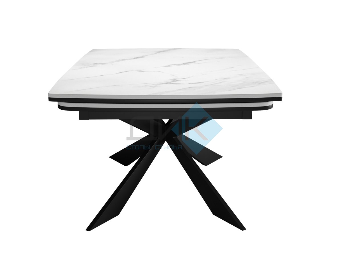 Стол DikLine KM160 керамика белый мрамор С41 матовая/опоры черные (2 уп.)