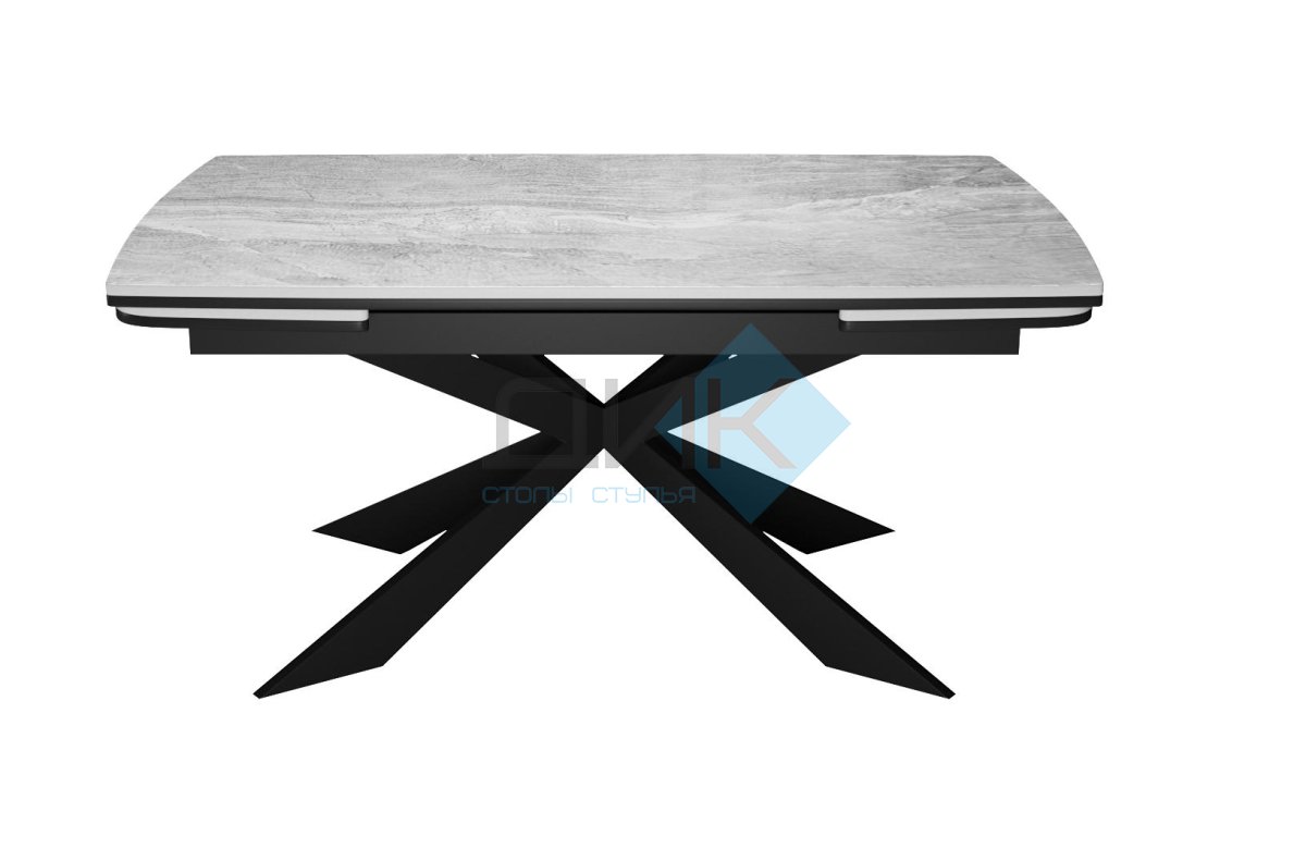 Стол DikLine KM160 керамика серый мрамор С31 глянец/опоры черные (2 уп.)