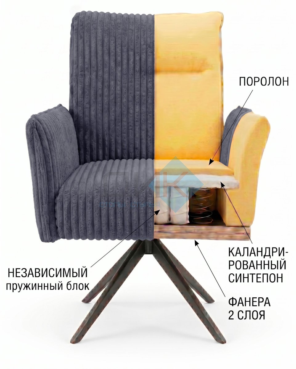 Стул DikLine 6827 т.к Серая Velo 13, опоры черные