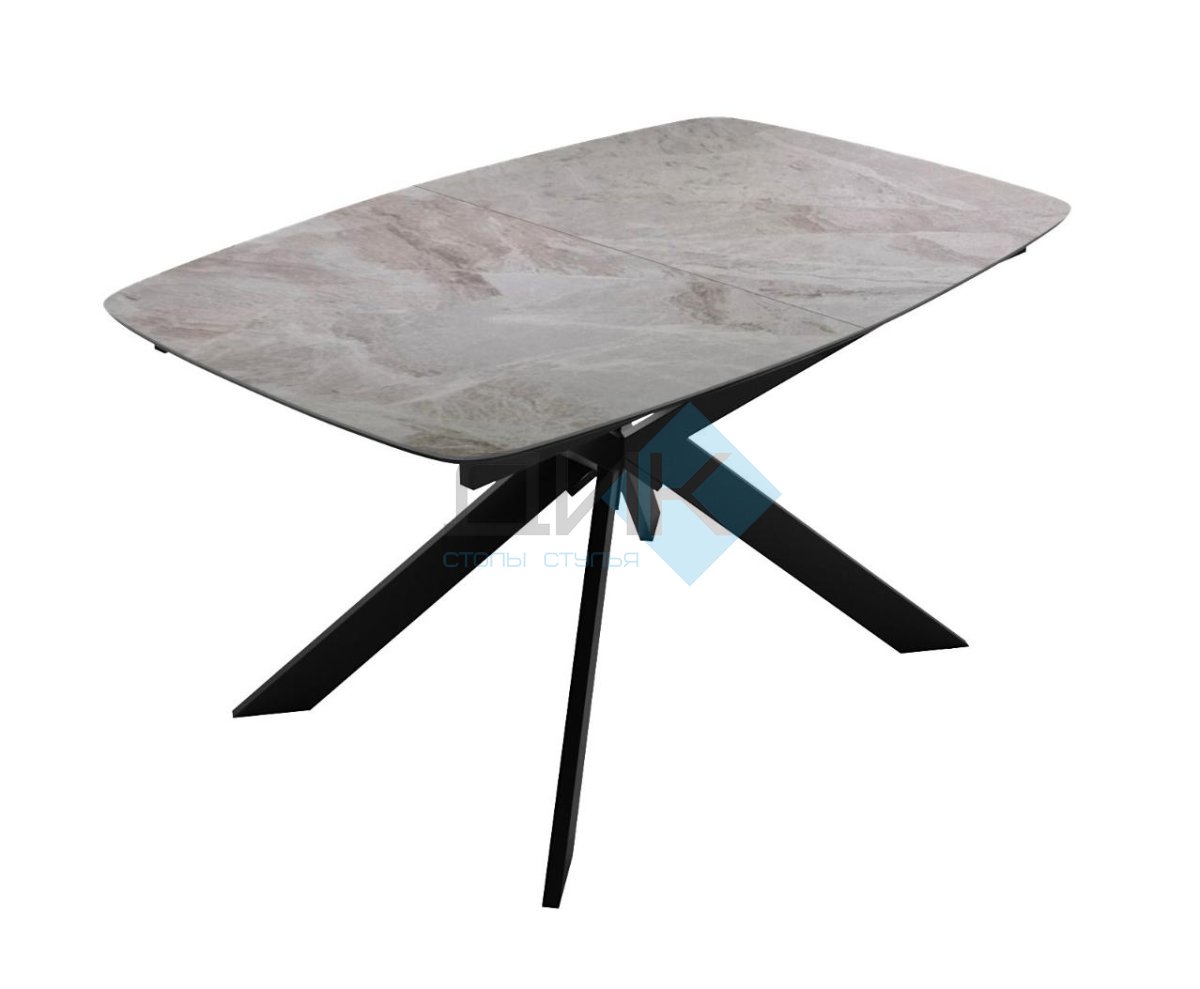 Стол DikLine BK140 Керамика Italian Grey (глянец серый)/подстолье черное/опоры черные