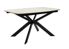 Стол DikLine BK140 Керамика глянец Ostra Bianco (мрамор глянец белый)/подстолье черное/опоры черные