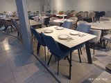 Стол DikLine DKH160, керамика 160(200)х90, мрамор белый матовый, опоры черные Образец в салоне ТЦ Кемп