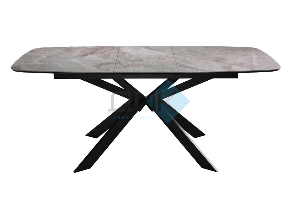 Стол DikLine BK140 Керамика Italian Grey (глянец серый)/подстолье черное/опоры черные