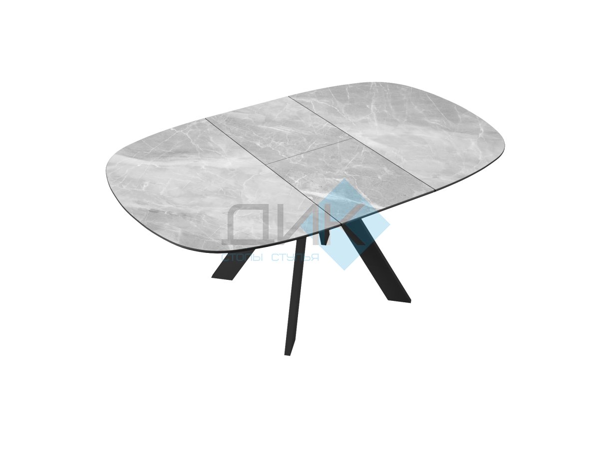 Стол DikLine BK100 Керамика Серый мрамор/подстолье черное/опоры черные