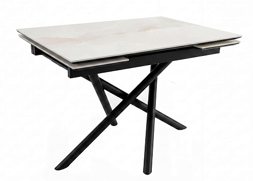 Стол DikLine BKX110 Керамика белый Icelandic white jade (Ostra Bianco Light)/подстолье черное/опоры черные (2уп.)