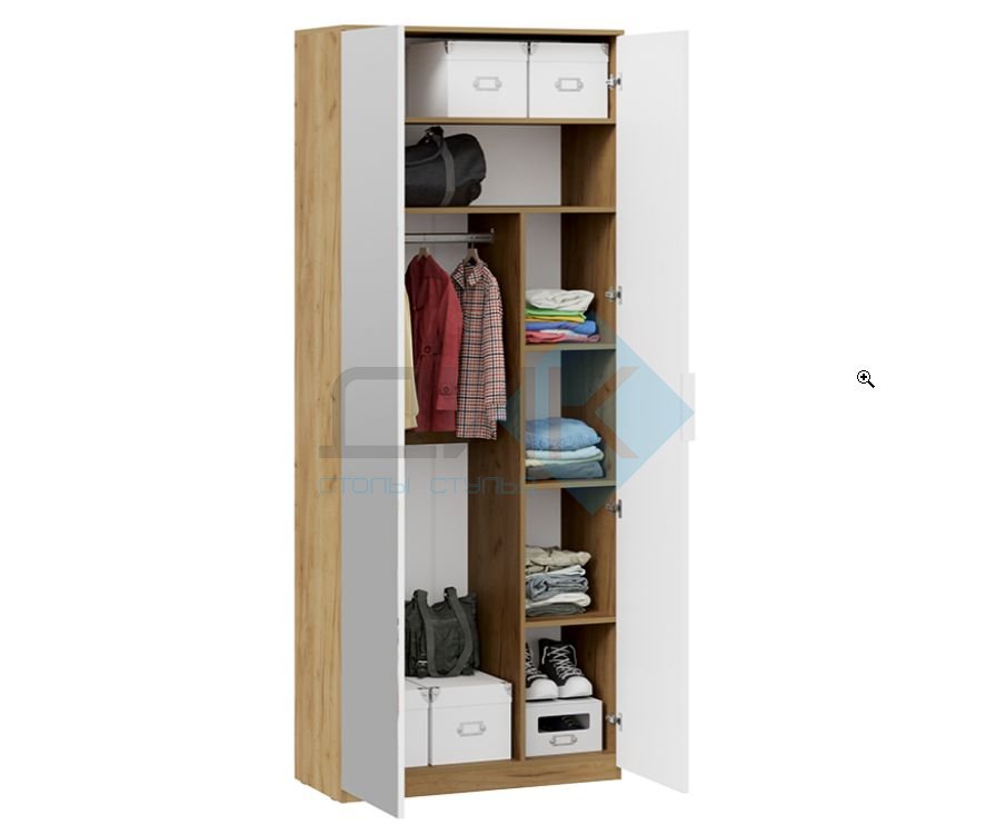 Хилтон Шкаф комбинированный с 2 дверями исп. 2 (Дуб Крафт золотой/белый матовый)