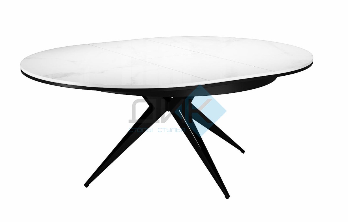 Стол DikLine KW120 керамика белый мрамор C11 глянец/опоры черные (2 уп)