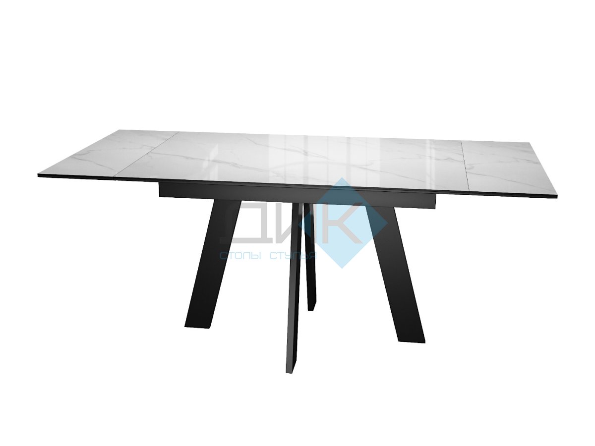 Стол DikLine SKM120 Керамика Carrara Gloss (мрамор глянец белый)/опоры черные