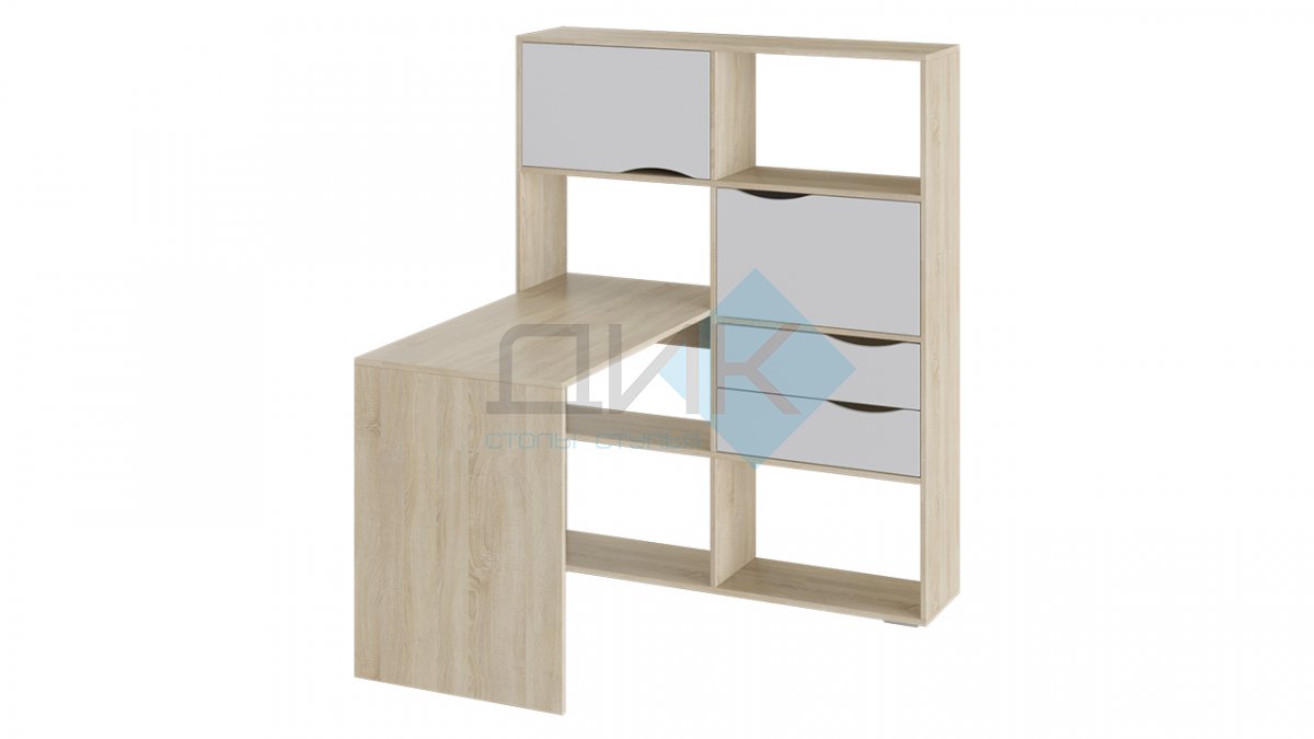 Стол письменный угловой тип 7 (Дуб Сонома/белый ясень)