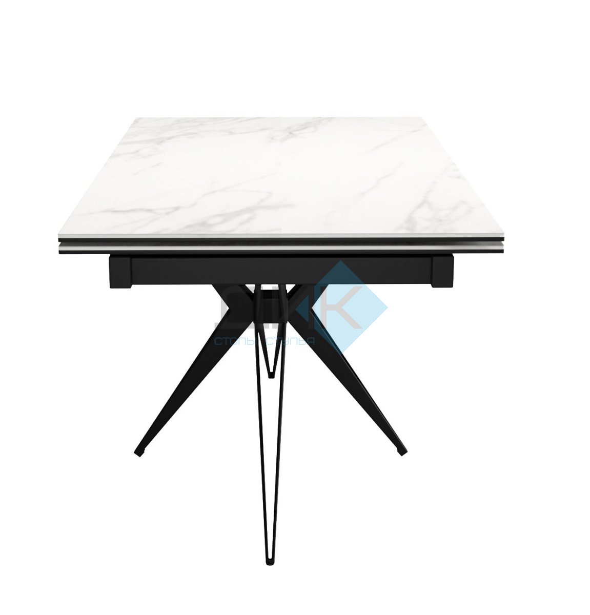 Стол DikLine KW160 керамика белый мрамор С41 матовая/опоры черные (2 уп.)