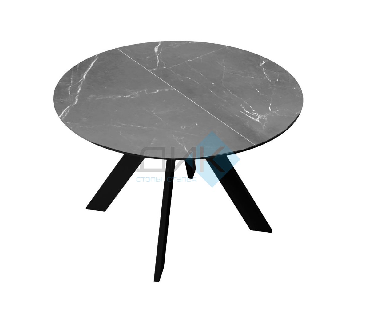 Стол DikLine SKC90 d900 Керамика Серый мрамор/подстолье черное/опоры черные