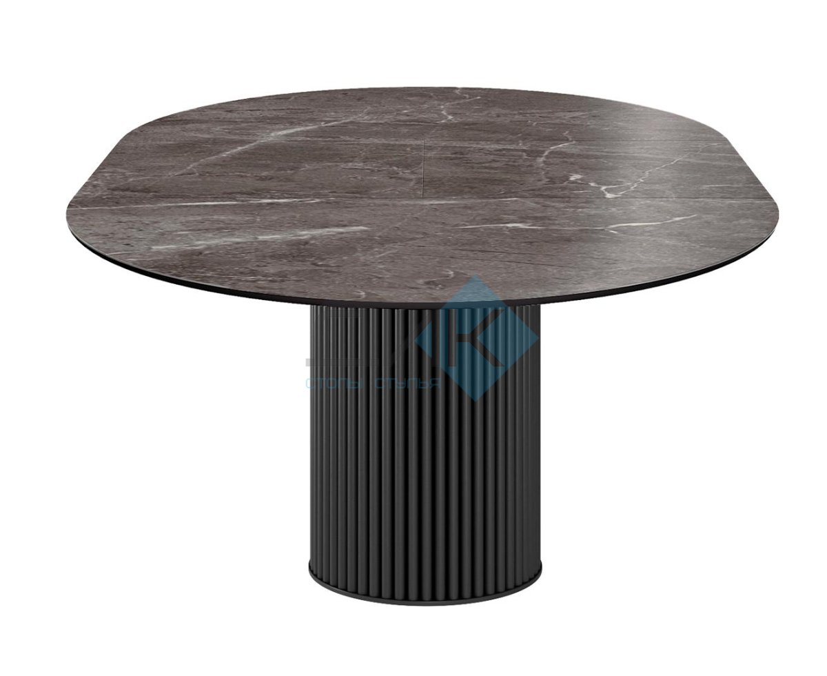 Стол DikLine AKRR120 Керамика Tundra Gris (темно-серый суперглянец)/подстолье черное/опоры черные (2 уп.)