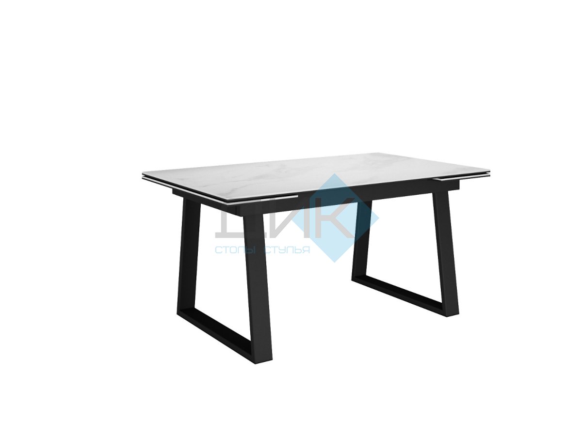 Стол DikLine DKZ160 Керамика Tianshan White (белый полуглянец)/подстолье черное/опоры черные (2 уп.)