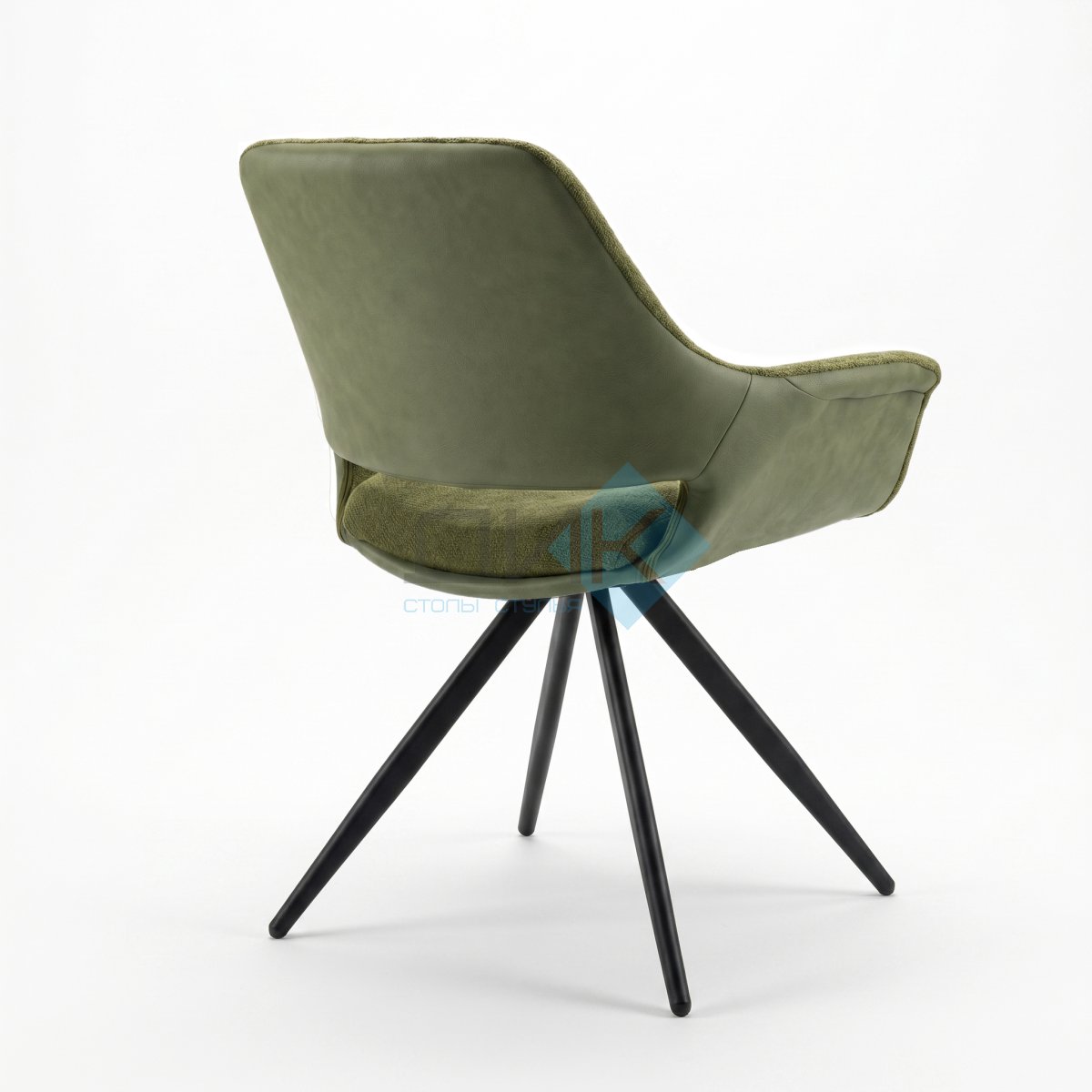 Стул DikLine 506 поворотный, BL09/кожзам BUFF13 светло-зеленый, ножки черные