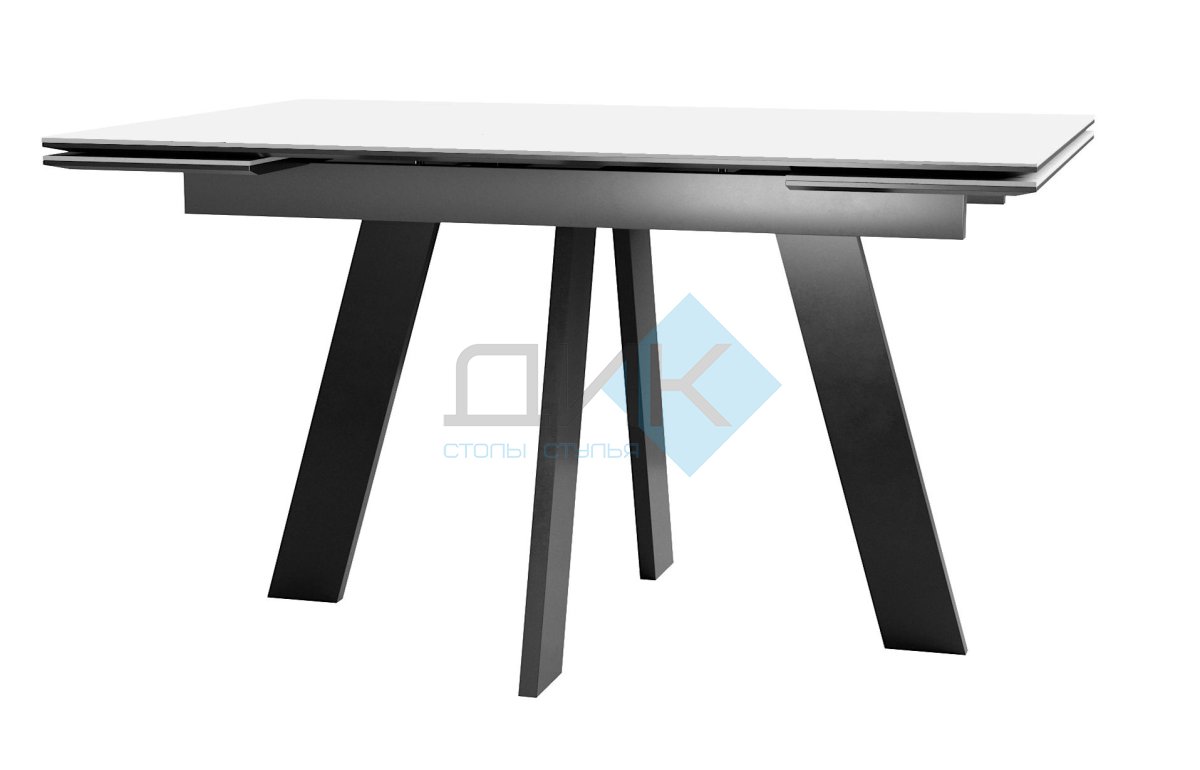 Стол DikLine SKM140 Керамика Mono white (белый матовый)/подстолье черное/опоры черные (2 уп.)